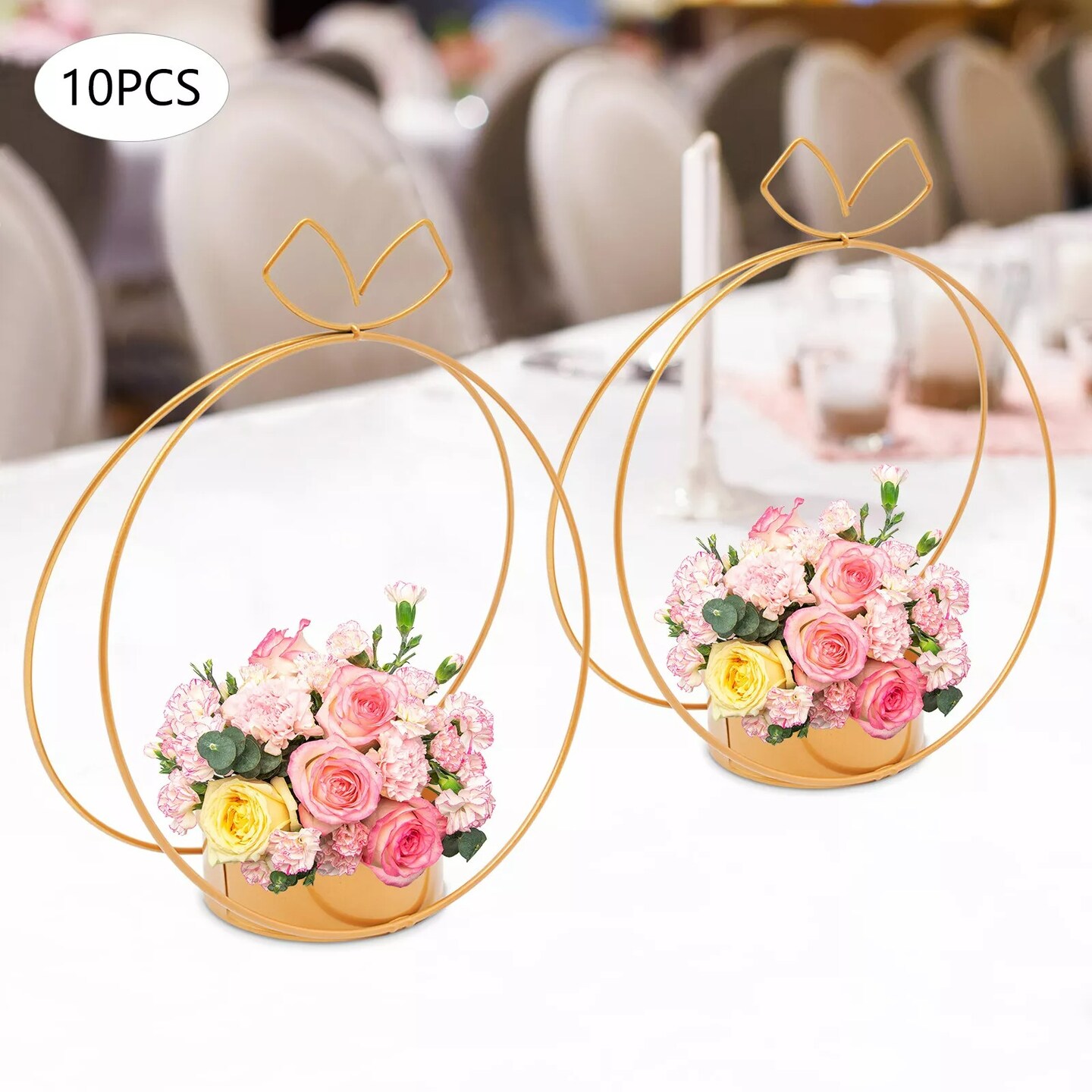 Elegant Wedding Centerpieces Party Decor 10Pcs Metal Geometric Gold Centerpiece