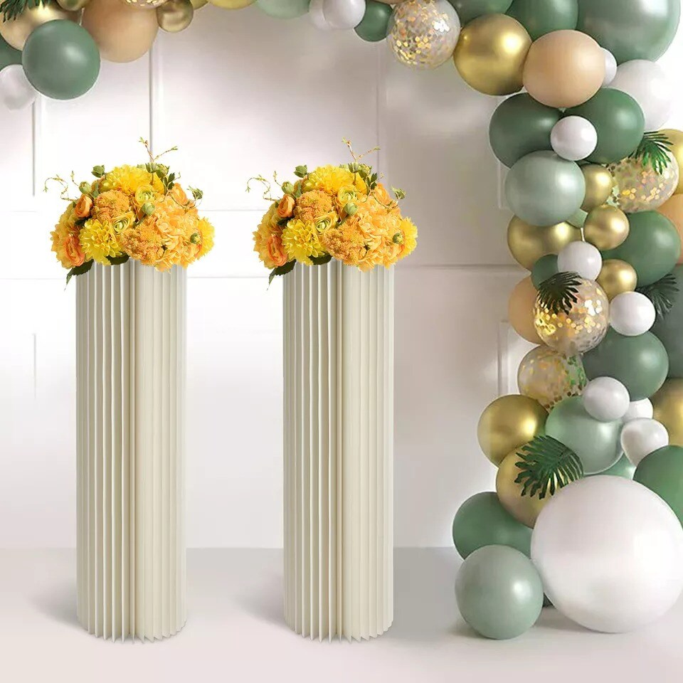 Cardboard Flowers Stand Foldable Columns Display Rack Weddings Centerpiece