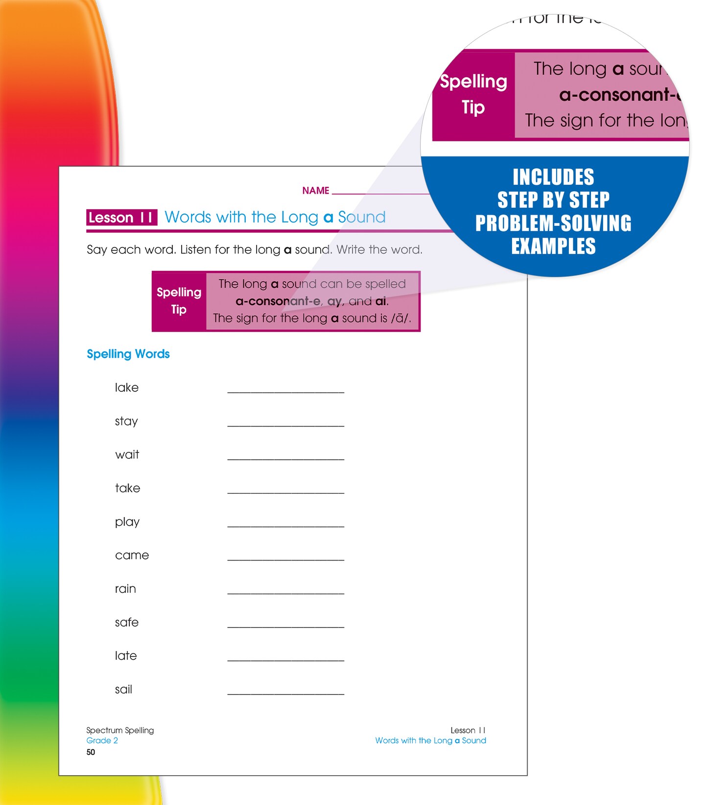 Spectrum 2nd Grade Spelling Workbook, Ages 7 to 8, Spelling Books for 2nd Grade Covering Phonics, Handwriting Practice, Sight Words, Vowels, Dictionary Skills, and More, Spectrum Grade 2