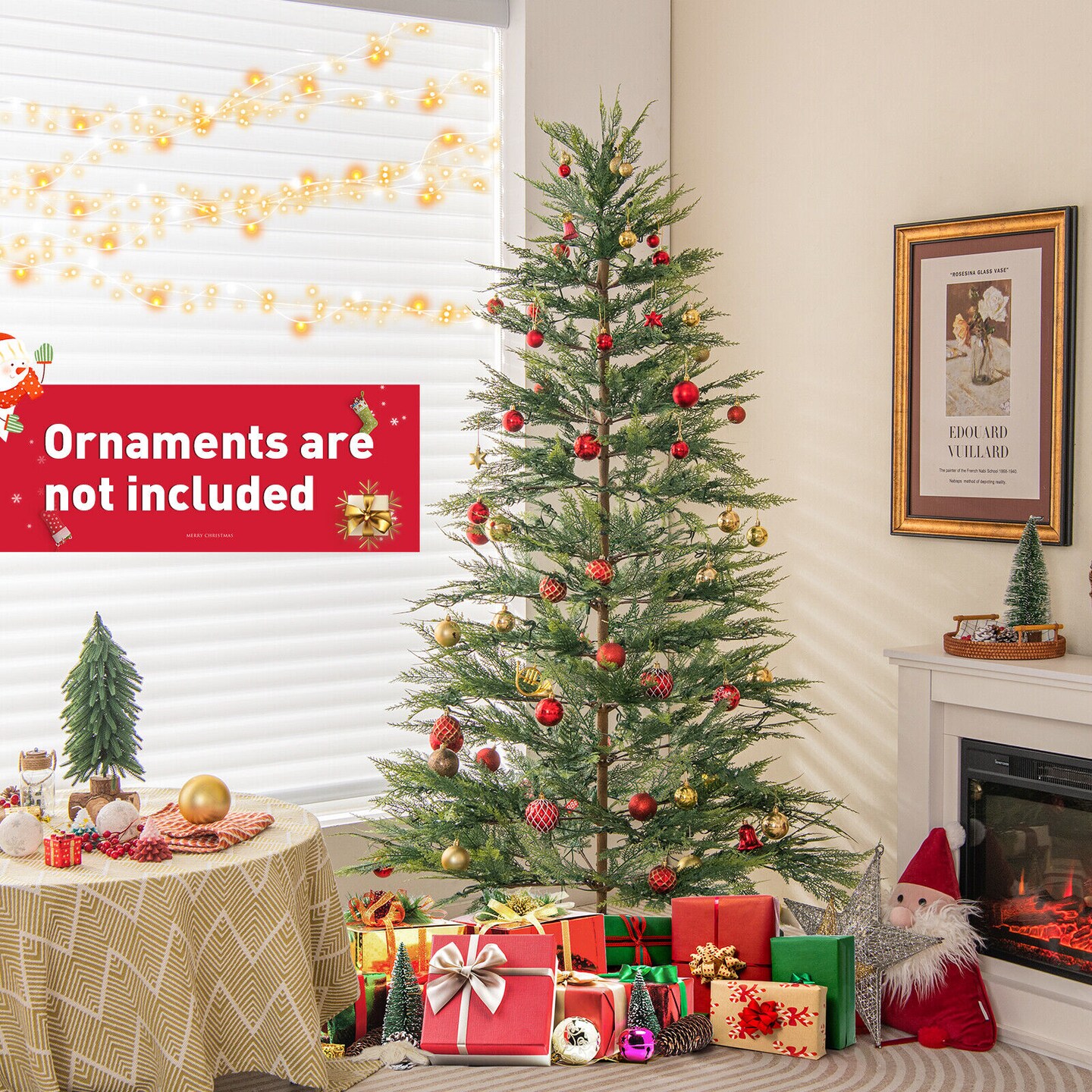 Artificial Cypress Christmas Tree Pre-lit Hinged-6.5 ft