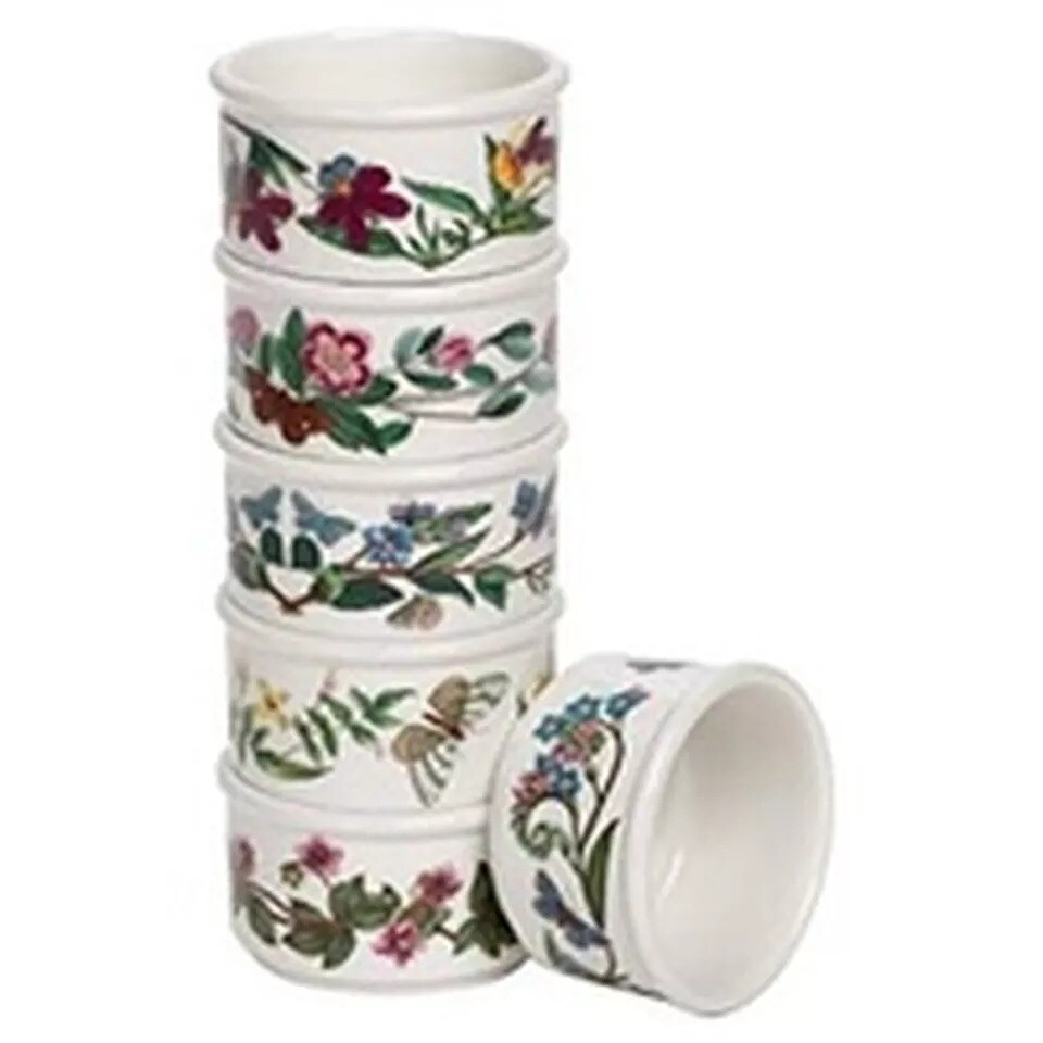 Portmeirion Botanic Garden 5-Ounce Fine Porcelain Stackable Ramekins, Set of 6