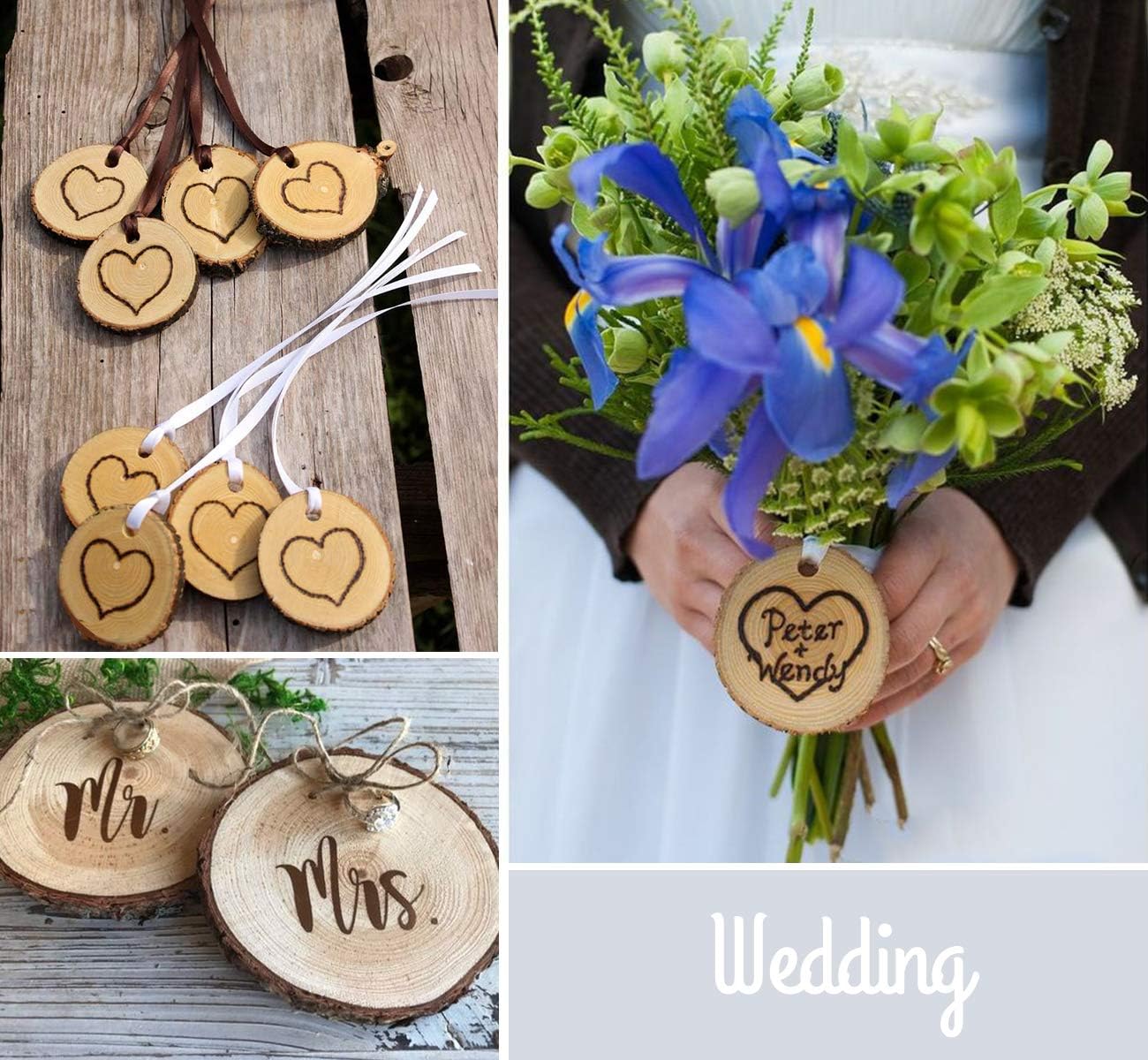 Natural Wood Slices 30Pcs 3.1&#x27;&#x27;-3.5&#x27;&#x27; Unfinished Wood Crafts with Pre-drilled Hole, Wood Slices Ornaments for Christmas DIY Rustic Crafts Wooden Circles Coasters Wedding Decor, 33 Feet Twine