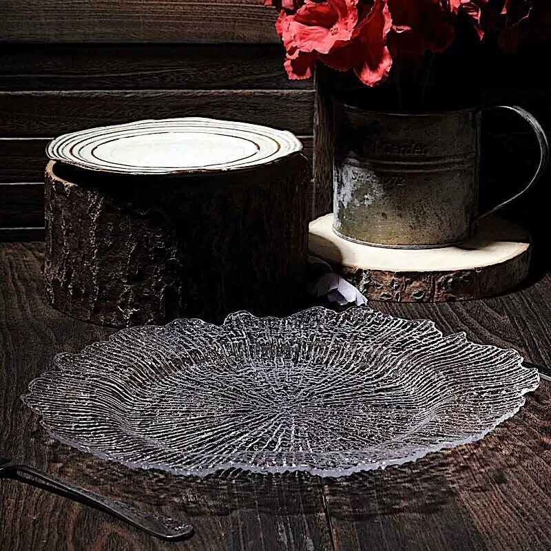 24 CLEAR 13&#x22; Round Textured Charger Plates