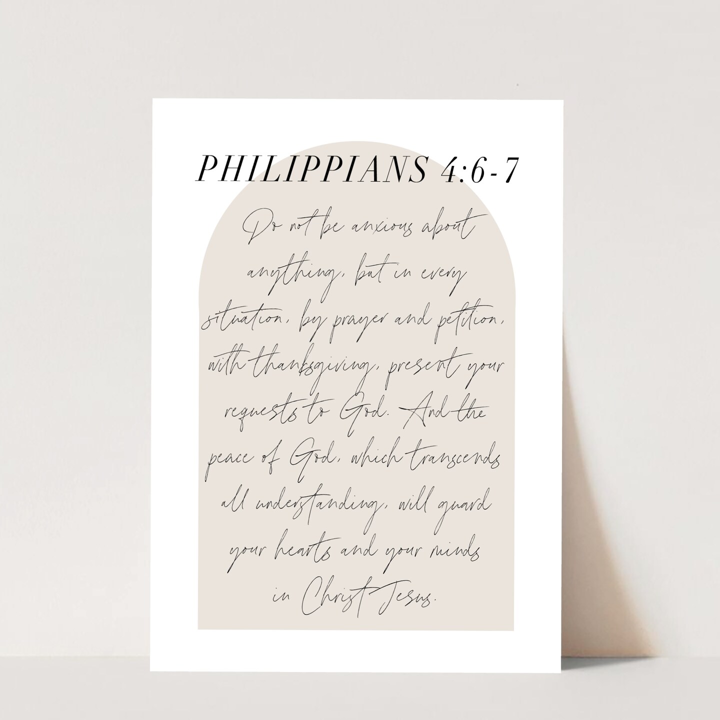 Do not be anxious about anything -Philippians 4 6-7 Minimal Boho Beige ...