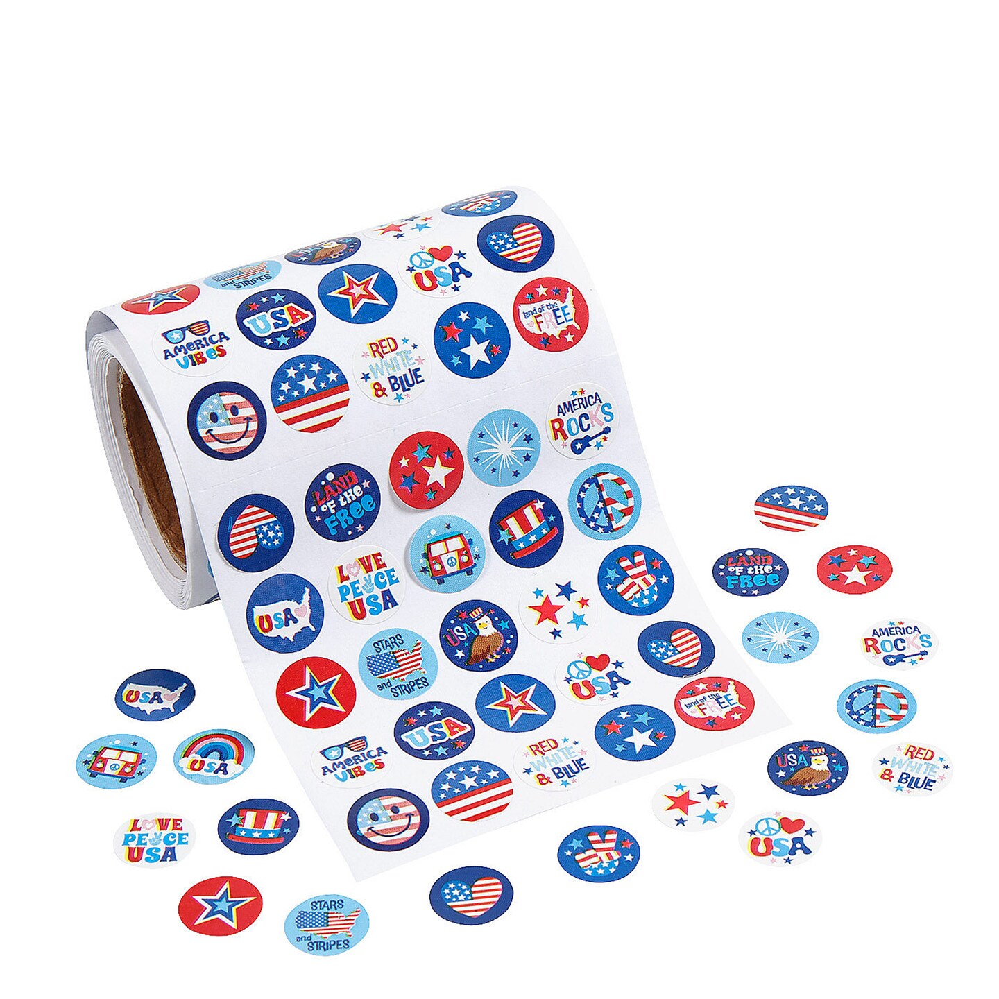 Mini Patriotic Sticker Roll Bulk 1000 Pc
