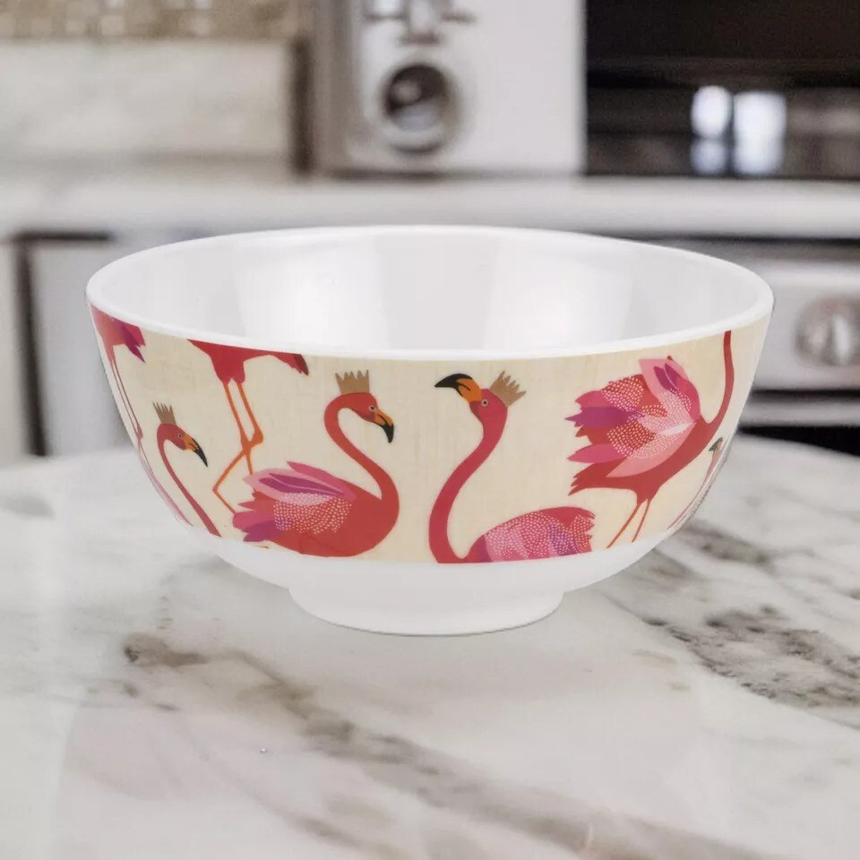 Portmeirion Sara Miller London Flamingo Melamine Bowls, Set of 4, 6 Inch
