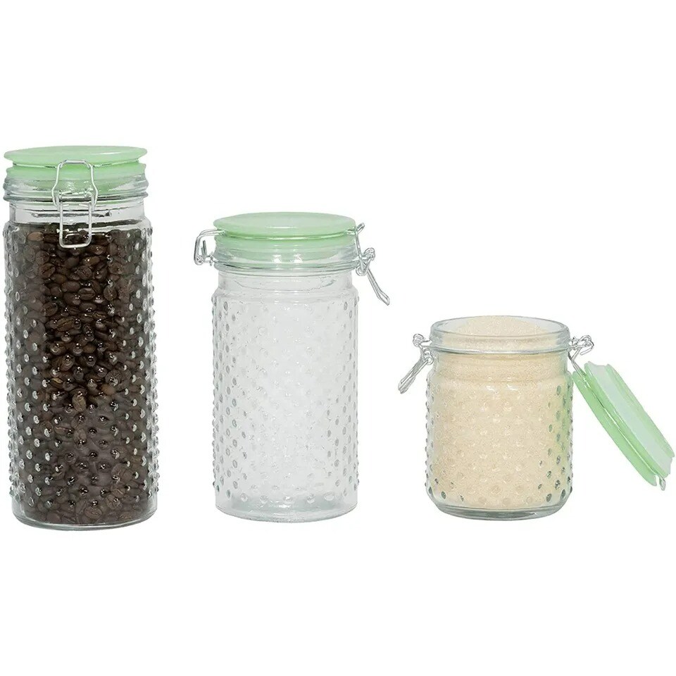 Amici Home Emma Jade Hobnail Collection Glass Jar, 24 and 36 Oz, Set of 2