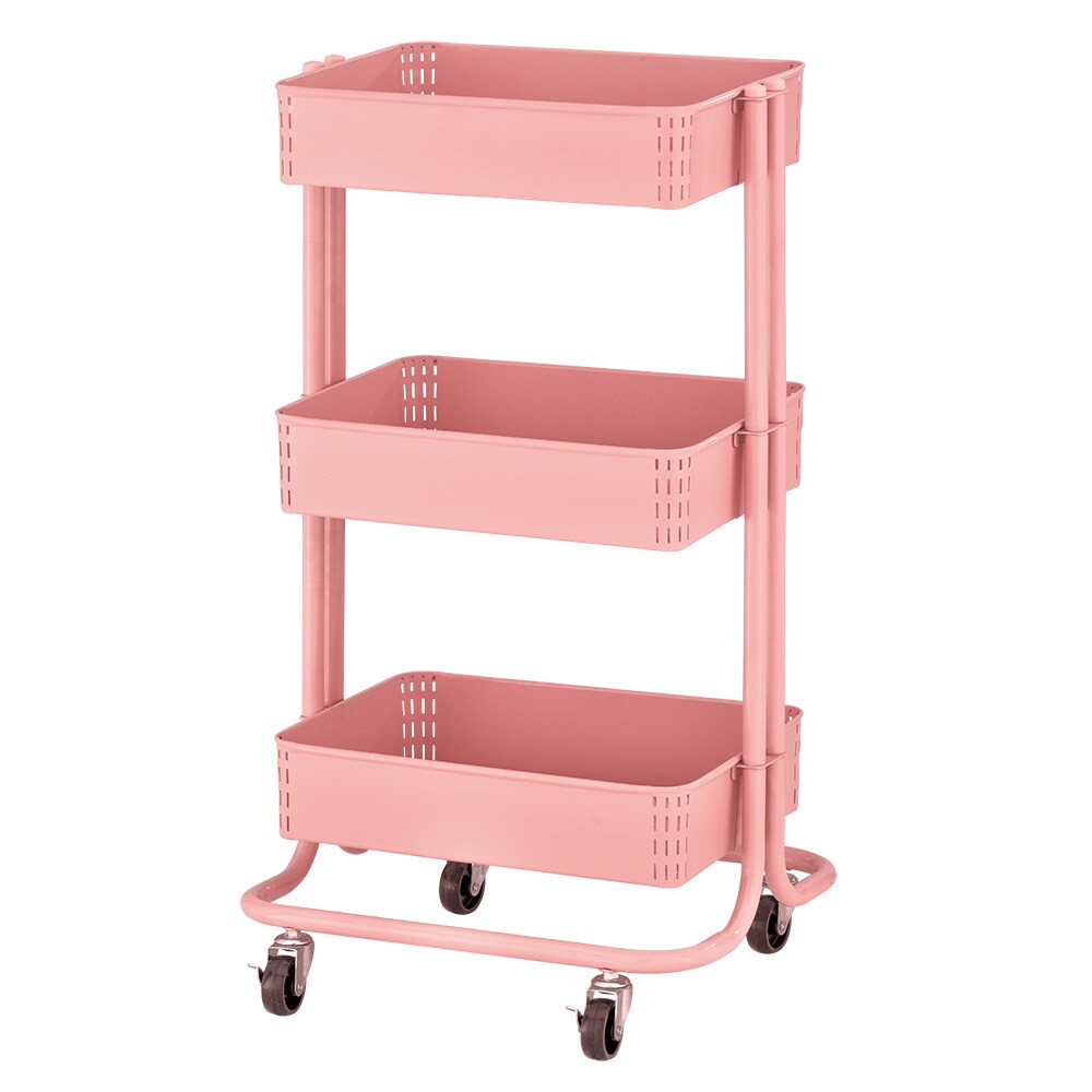 3-Tier Metal Rolling Utility Cart, Mobile Storage Organizer