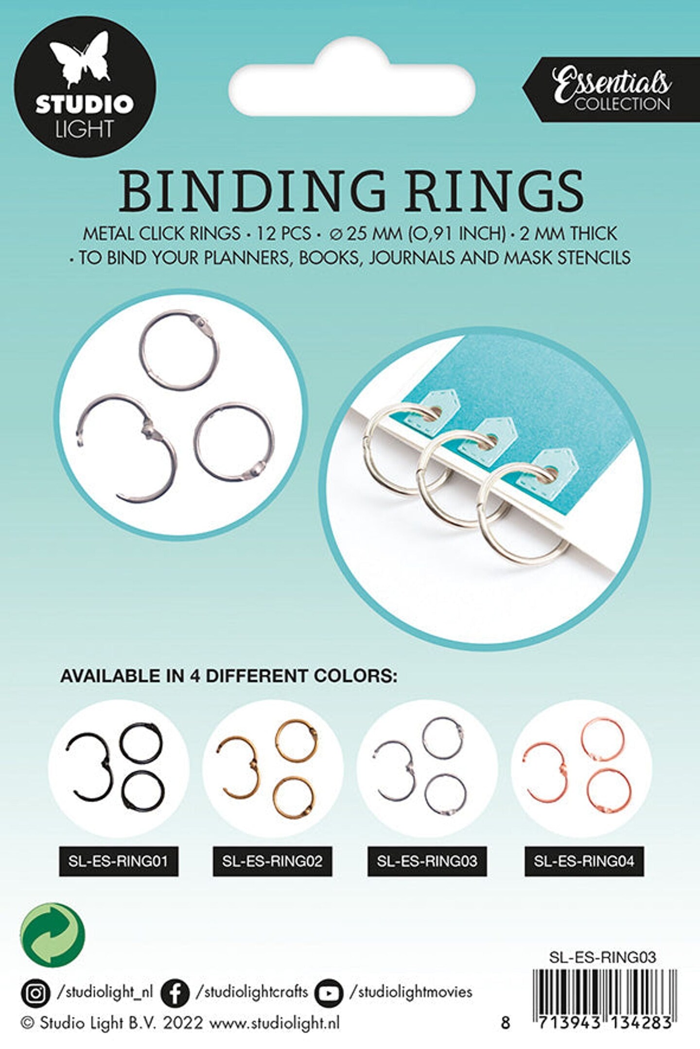 Studio Light SL Binding Click Rings Silver Essentials 23x23x3mm 12 PC nr.03