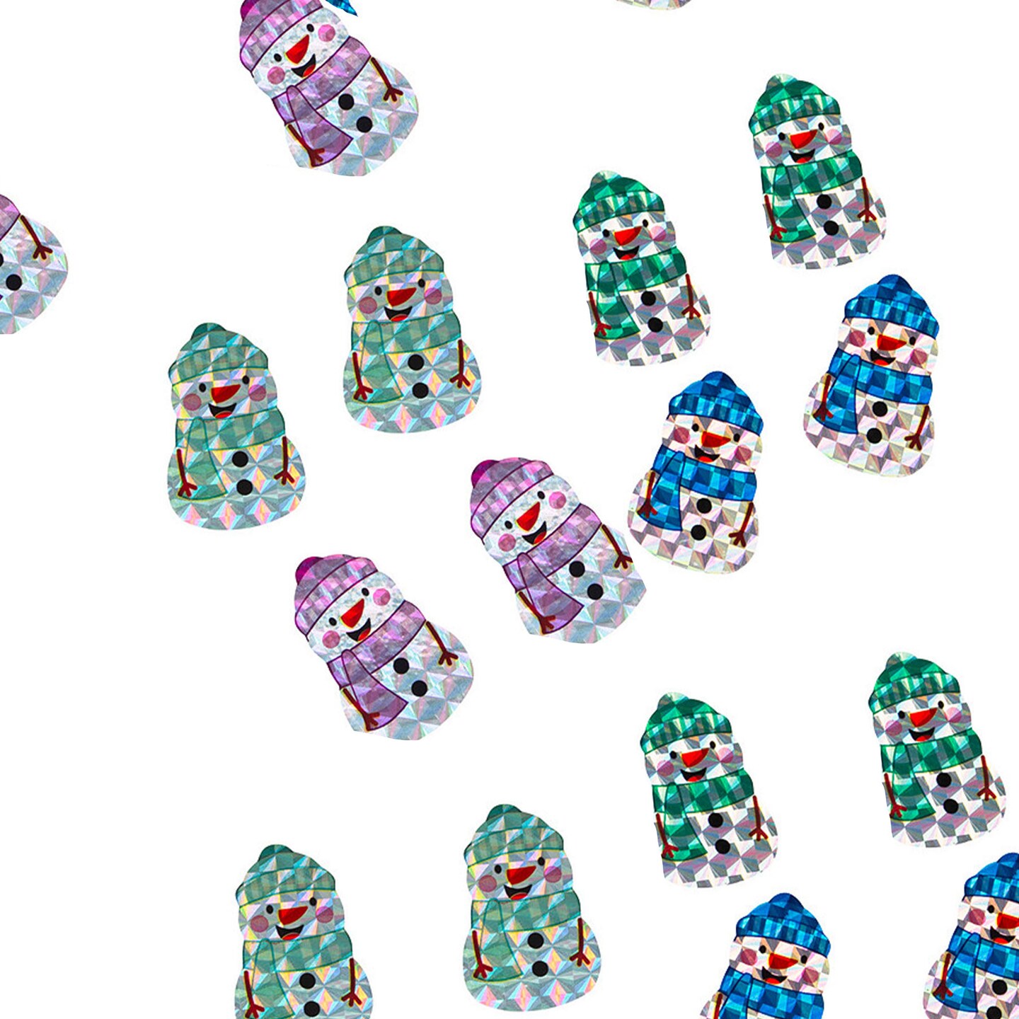 Snowman Prism Sticker Roll Bulk 100 Pc.