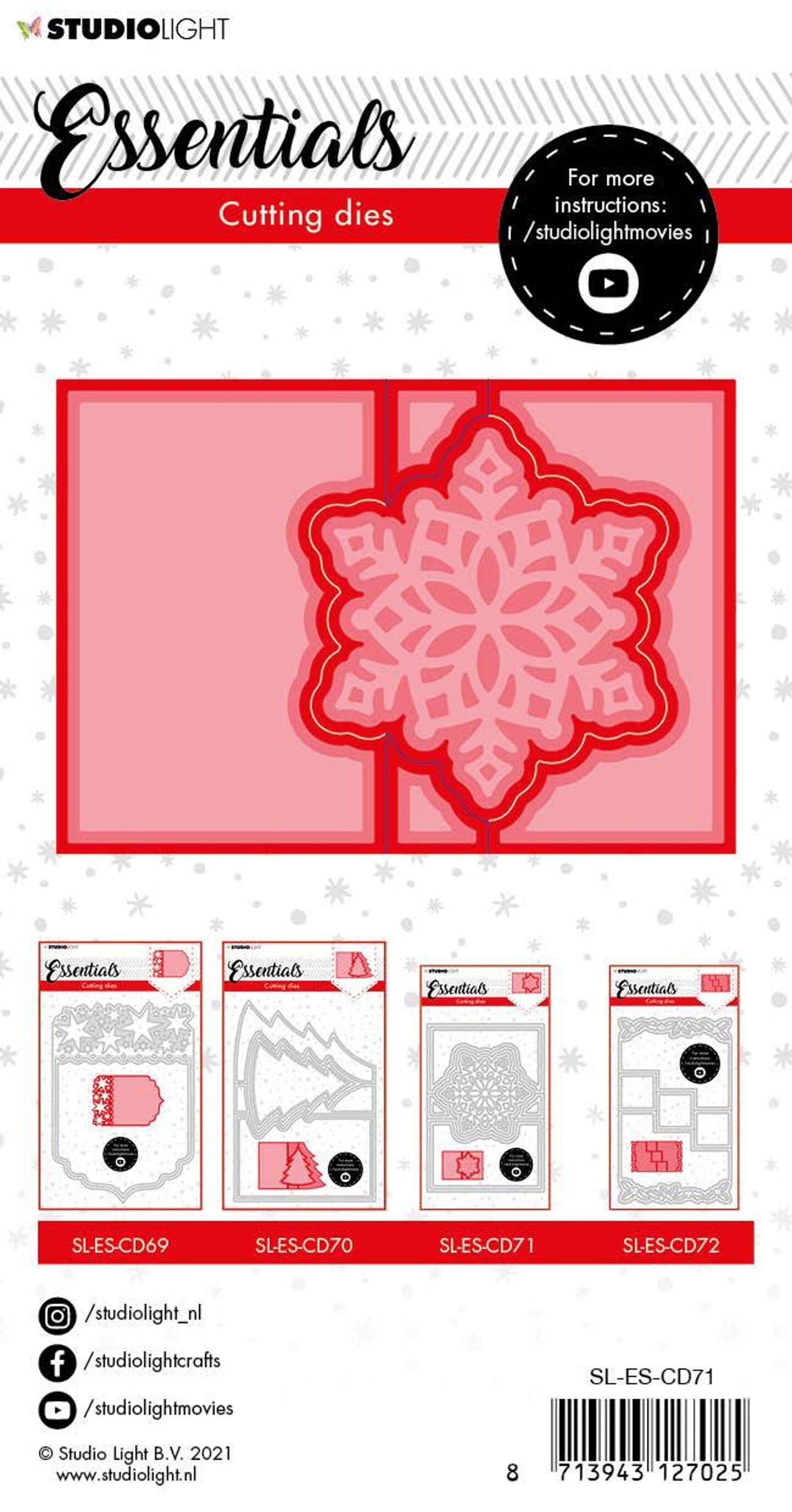 Studio Light SL Cutting Die Christmas Card Shape Mini Snowflake Essentials 143x100mm nr.71