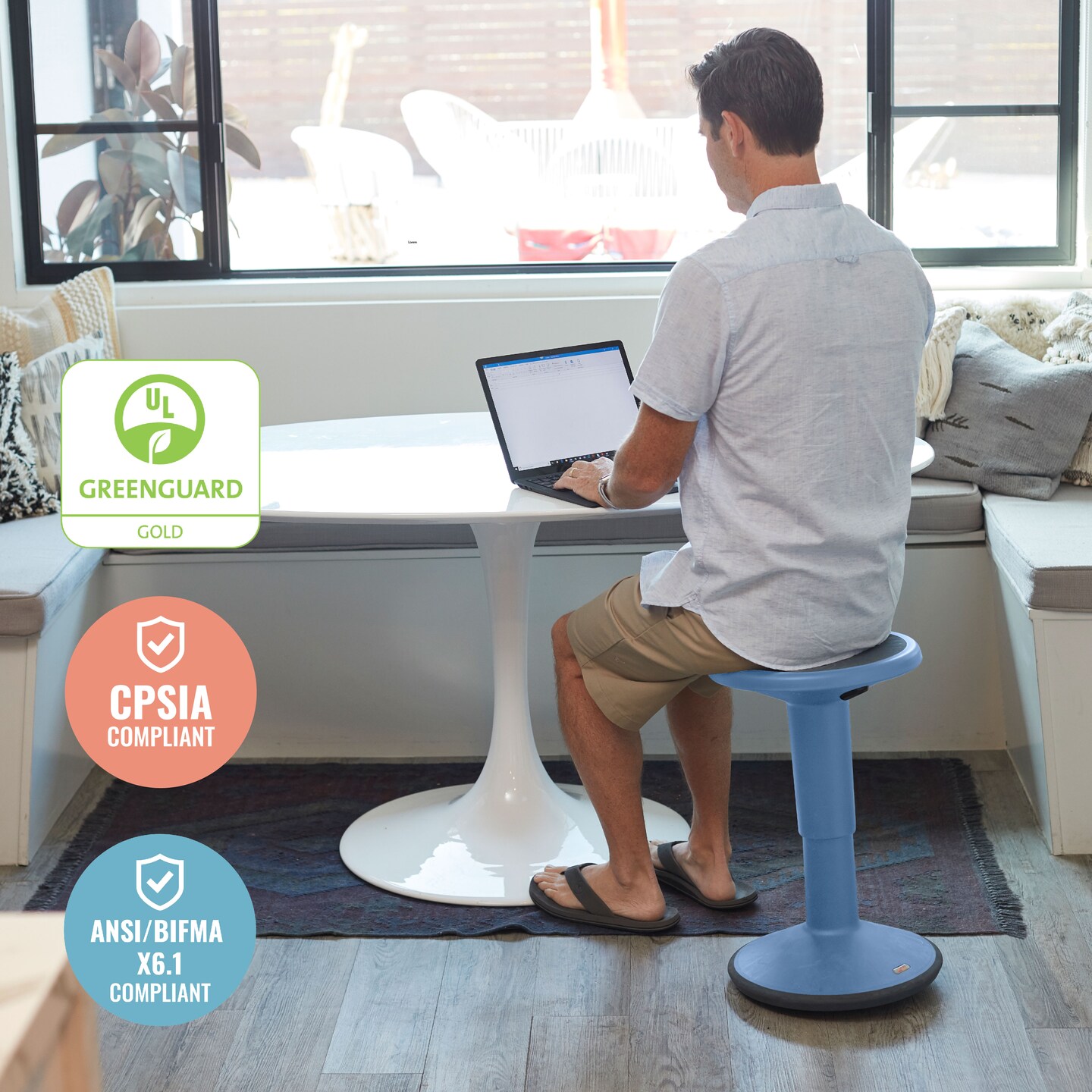 SitWell Adjustable Height Wobble Stool, Active Flexible Seating Chair