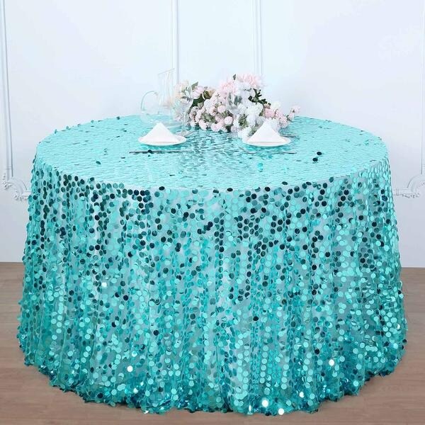 120&#x22; Large Payette Sequin Round Tablecloth