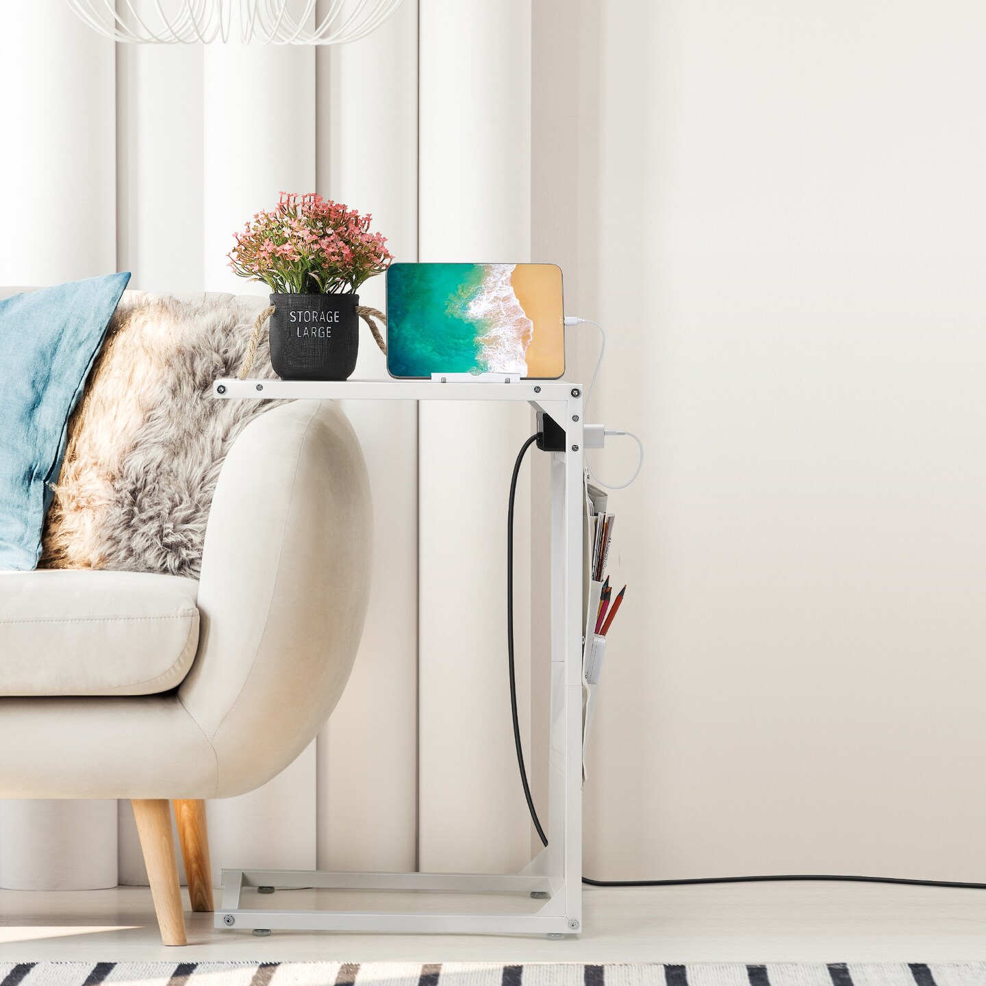 2PCS Side Table with Charging Station