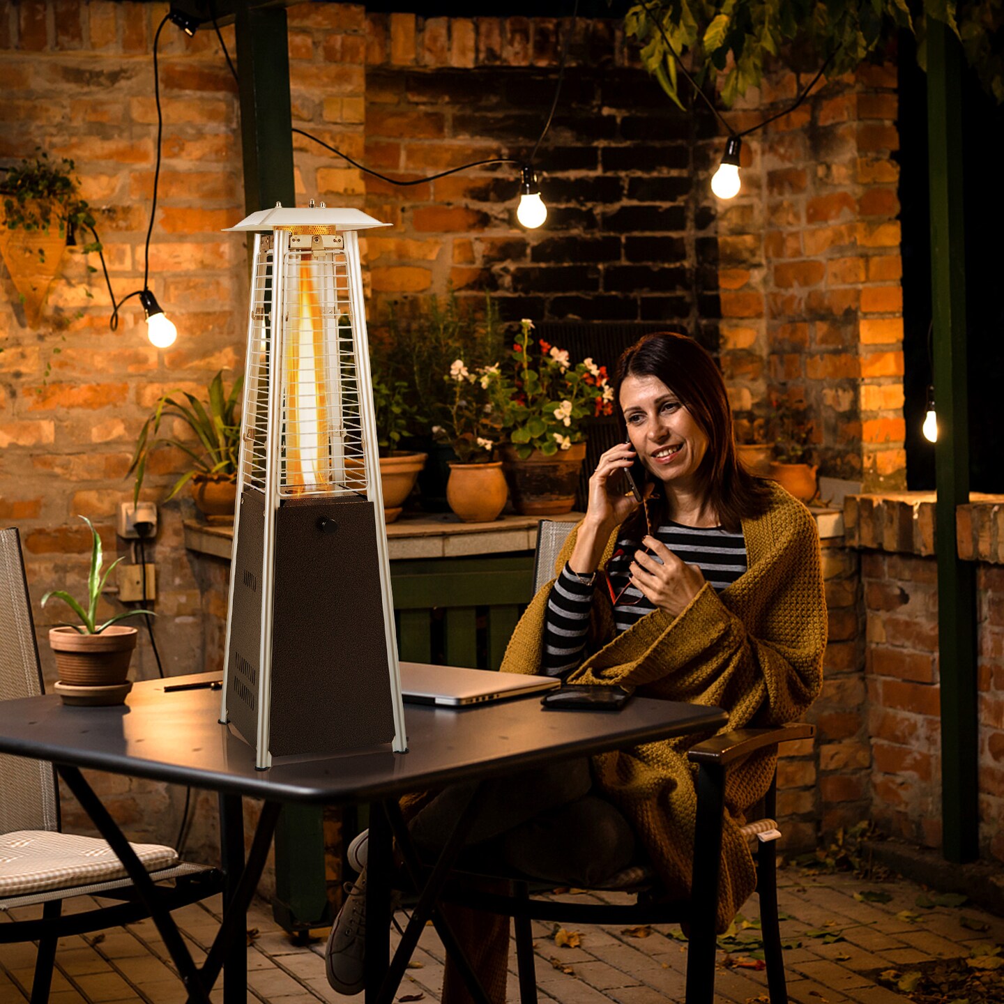 Portable Steel Tabletop Patio Heater with Glass Tube