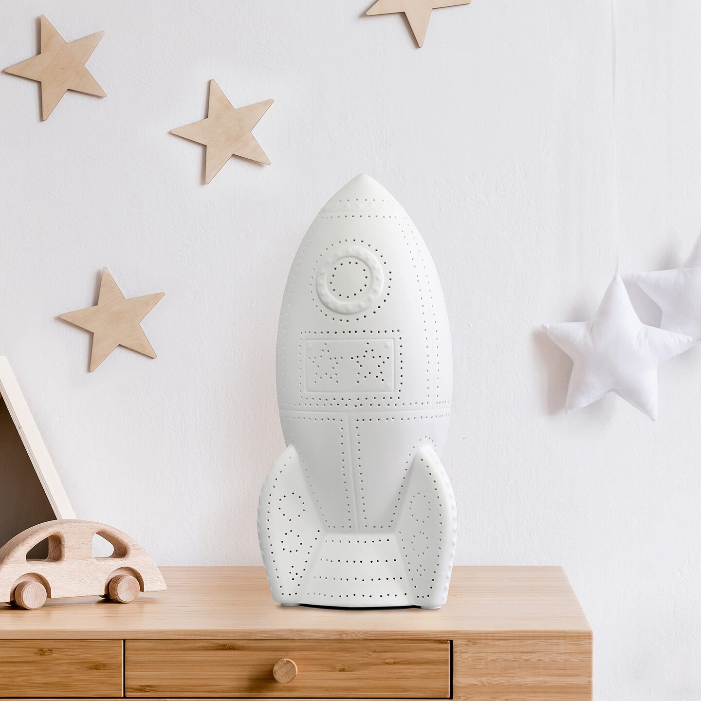 Simple Designs Porcelain Rocketship Table Lamp | Michaels