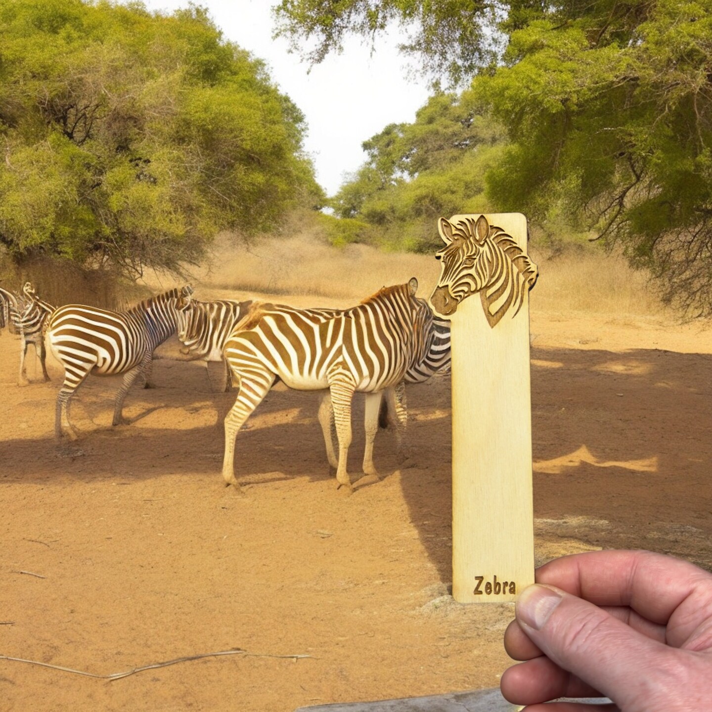 Bookmark - Zebra - Birch wood