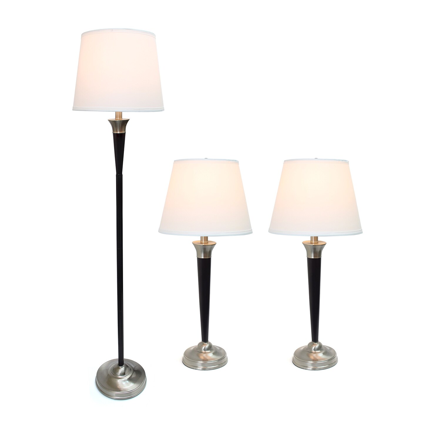 2 Table Lamps 1 Floor Lamp Set with Fabric store Shades