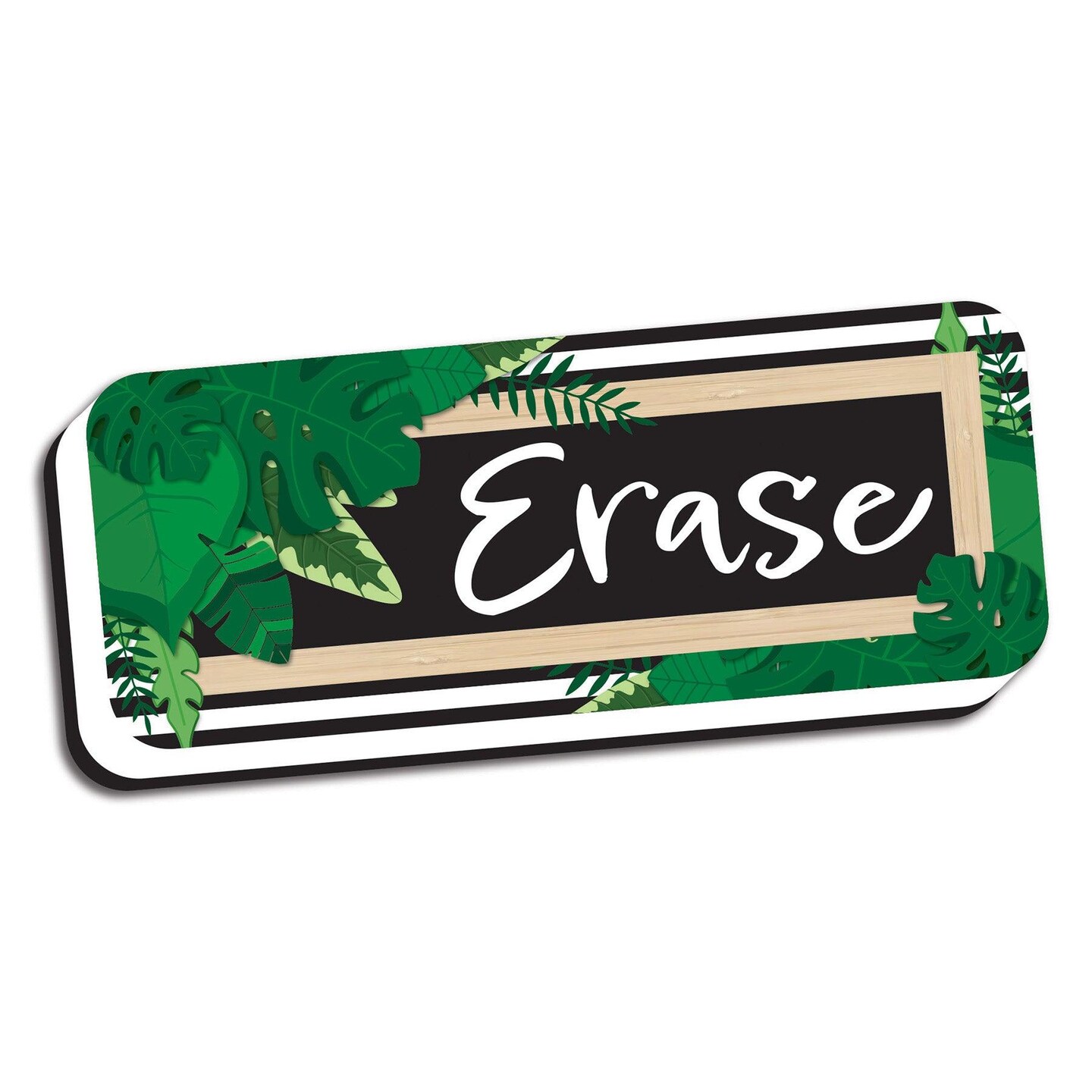 Magnetic Whiteboard Eraser, Boho Style Leaves with Border, 2&#x22; x 5&#x22;, Pack of 6