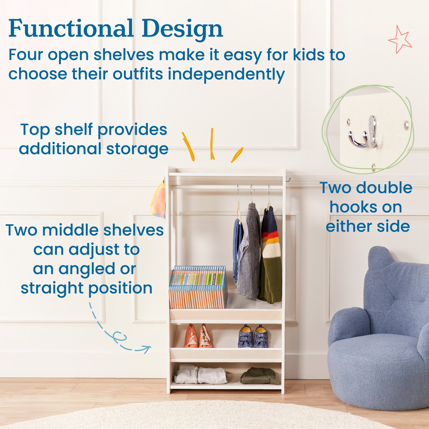 TrendiTot Clothing Rack, Kids Wardrobe