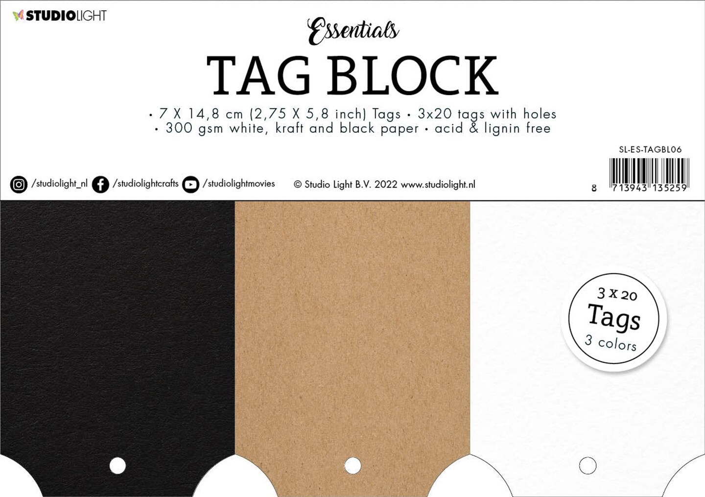 Studio Light SL Tag Block Ticket Tag Essentials 148x210x8mm 60 Tags nr.06