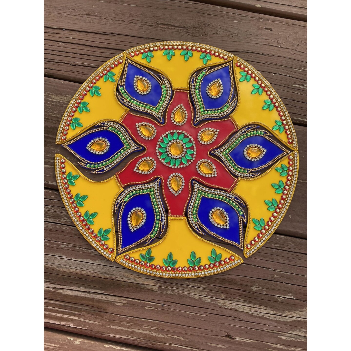 Acrylic Rangoli Set Indian Traditional Handmade Reusable Rangoli Diwali Navratri Pongal Onam Home Temple Decor Floor Table Decoration - Deepawali Wedding Housewarming Gift