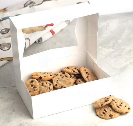 8&#x22; x 5 3/4&#x22; x 2 1/2&#x22; H White Bakery Treat Boxes with Window Pastry Boxes for Cakes, Cookies and Desserts