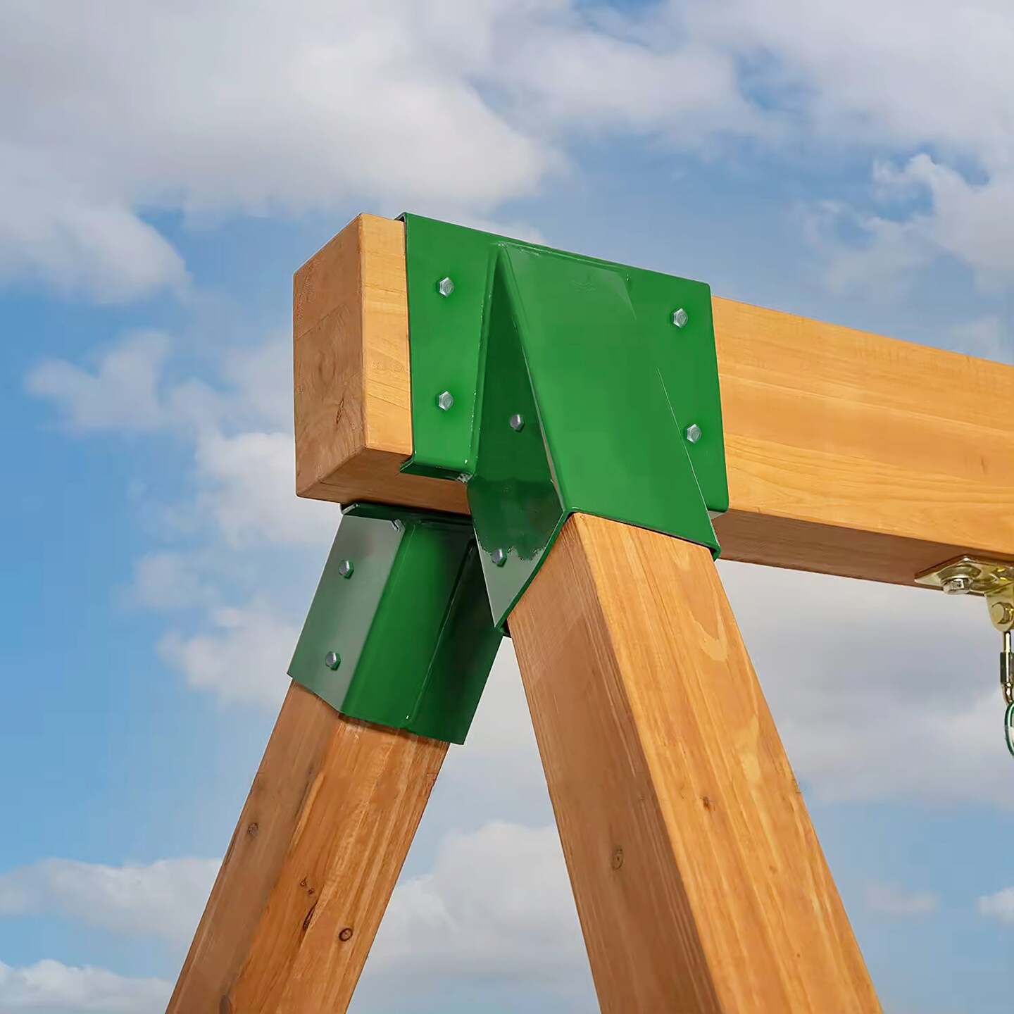 Heavy-Duty Durable and Rust Resistant Steel Swing Brackets for Backyard Playground Set Wooden Swing - Includes Mounting Hardware for Easy DIY Installation, Green