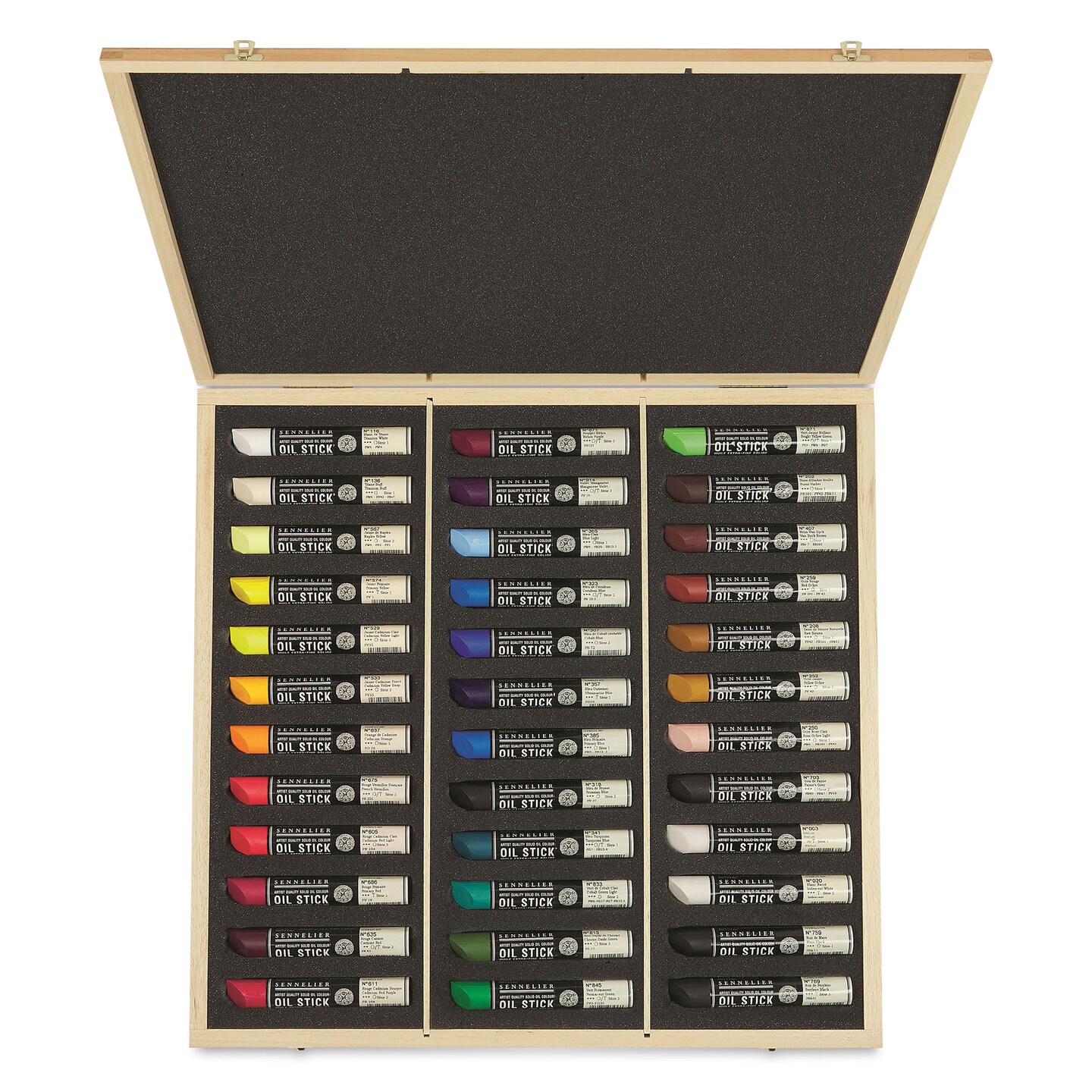 Sennelier Artists&#x27; Oil Sticks - Set of 36, Luxe Wood Box, Assorted Colors