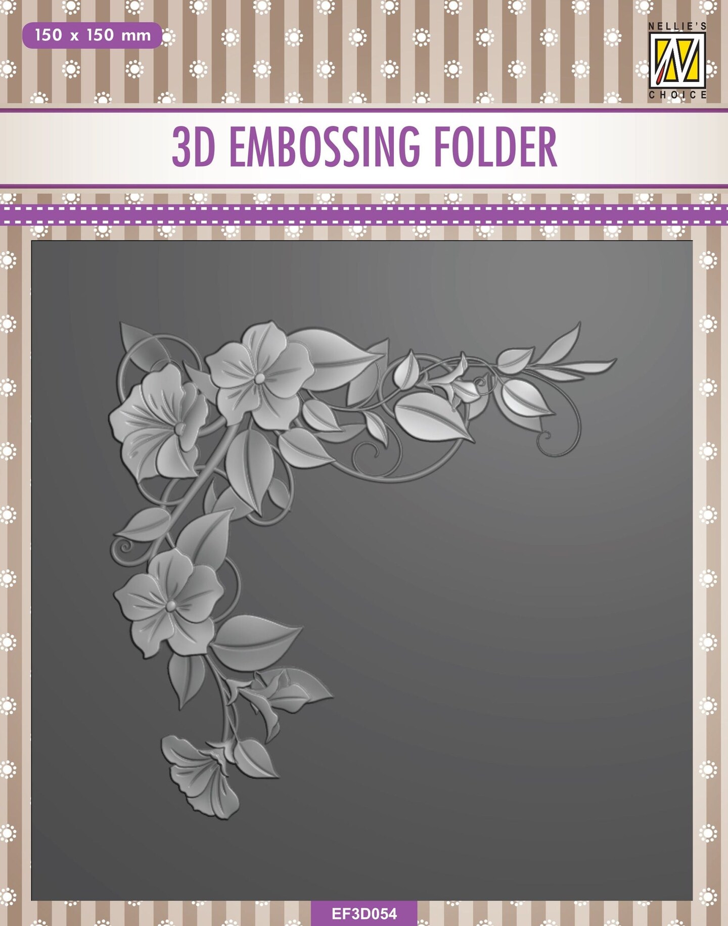 Nellie&#x27;s Choice  3D Embossing Folder Square - Flower Corner 1