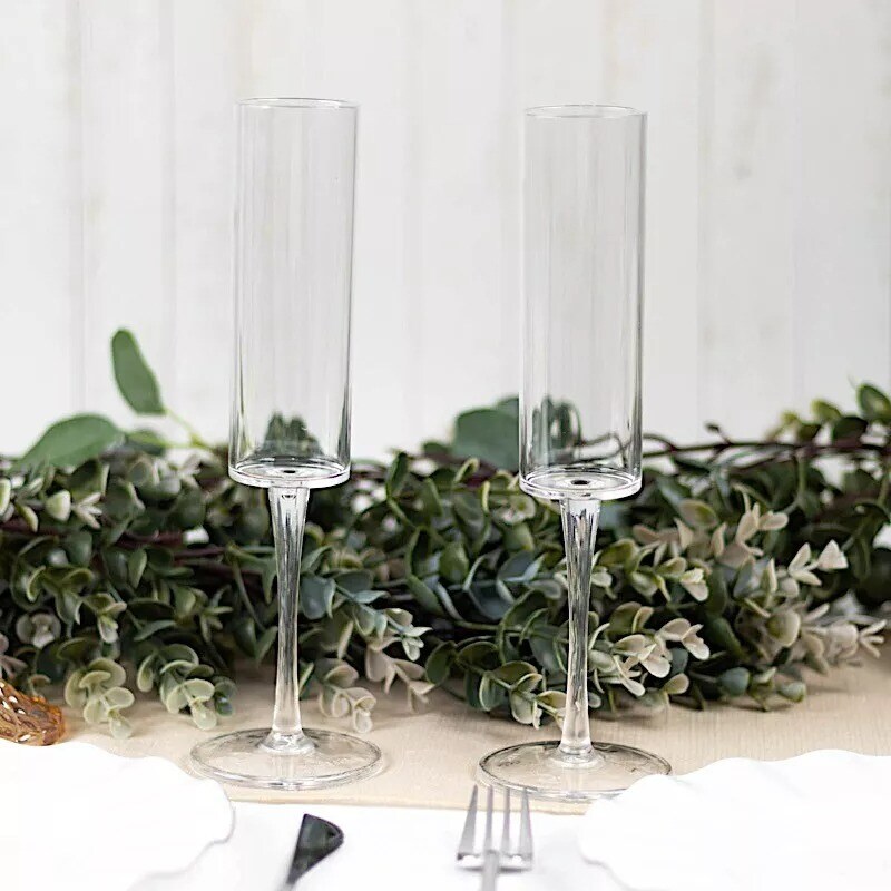 CLEAR 6 Cylindrical 6 oz Reusable Plastic Champagne Flute GLASSES