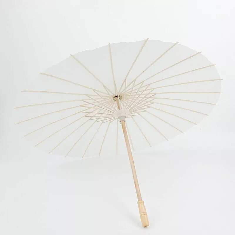 2 White 32&#x22; Decorative Paper Umbrellas