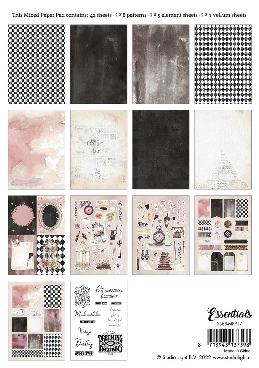 Studio Light SL Mixed Paper Pad Pattern Paper Essentials 148x210x9mm 42 ...