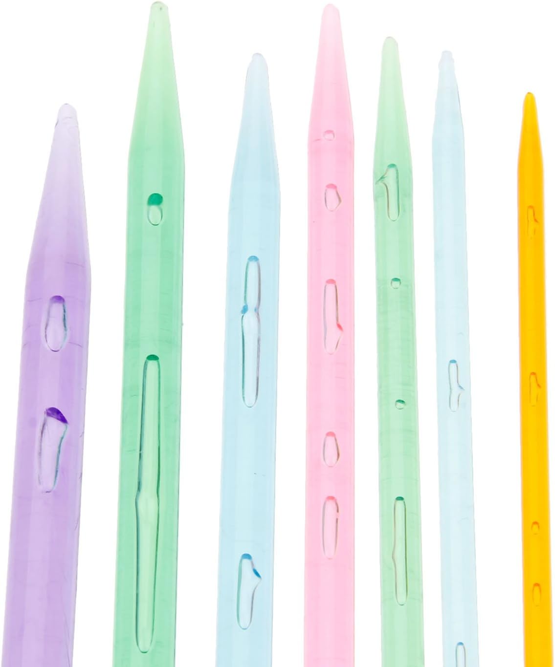 14 PCS(7 Pair) Multicolor Plastic Crystal Knitting Needles Weaving Tool Acrylic Crystal Knitting Tools Acrylic Needle for Scarf Sweater