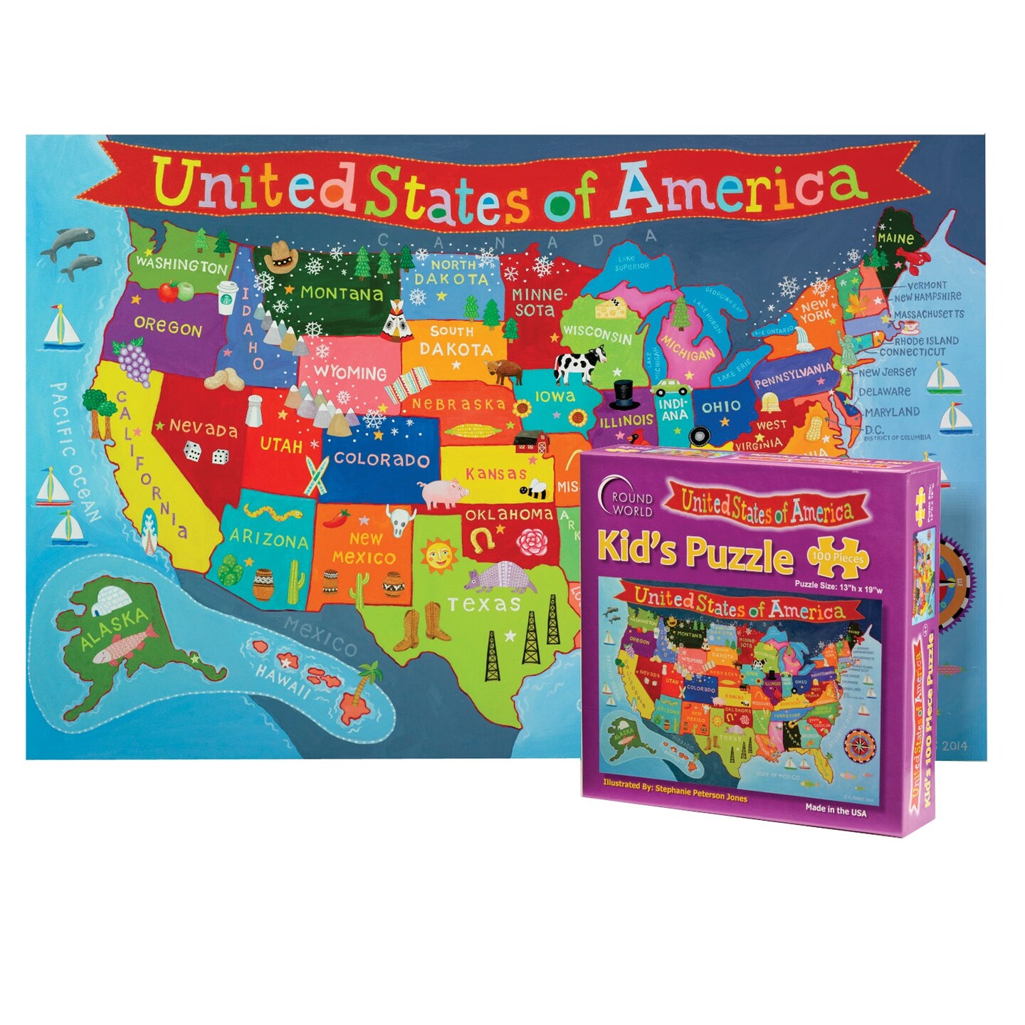 Kid&#x27;s Jigsaw Puzzle, United States, 13&#x22; x 19&#x22;, 100 Pieces