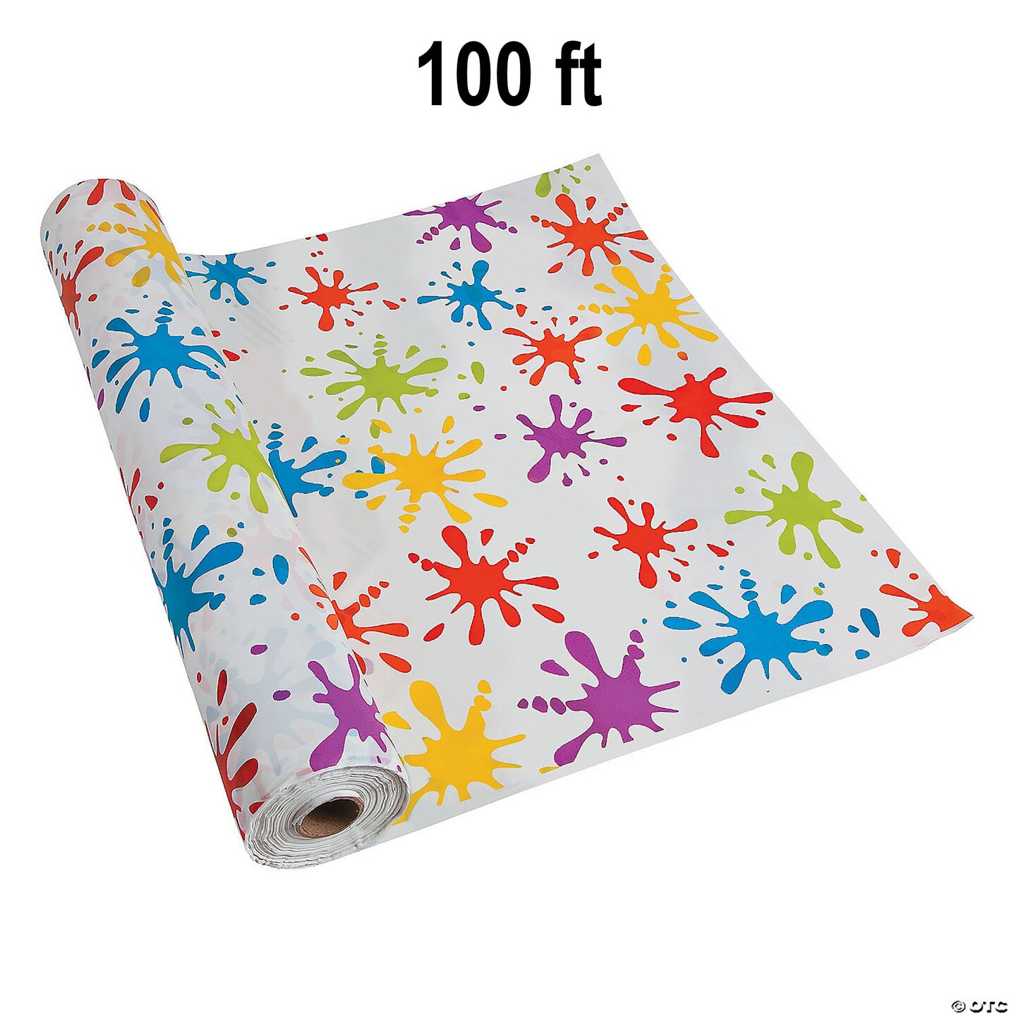 Paint Splatters Disposable Plastic Tablecloth Roll 40&#x22; x 100 ft.