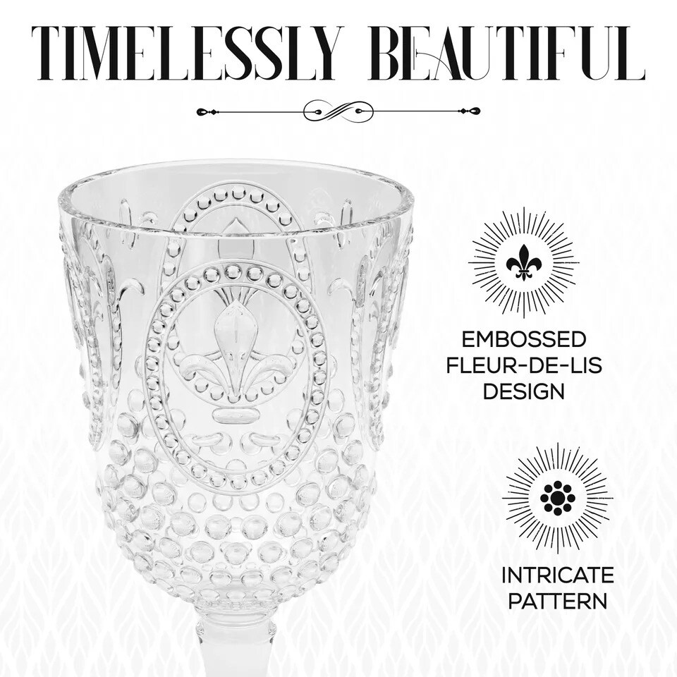 Elle Decor Acrylic 15 oz. Shatterproof Wine Goblets, Set of 4 - Clear