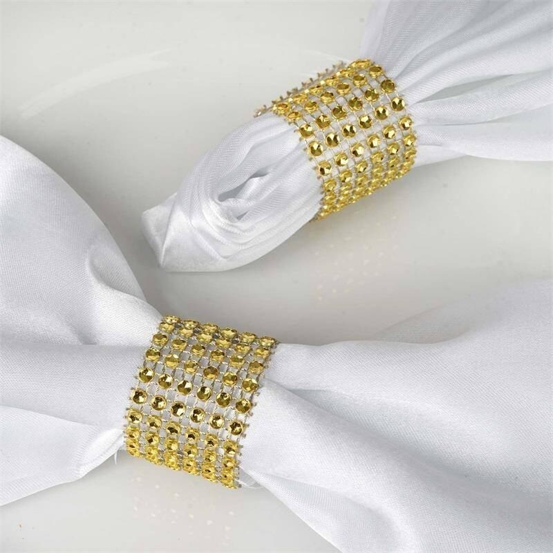 20-Pieces Diamond Rhinestone Mesh Napkin Rings