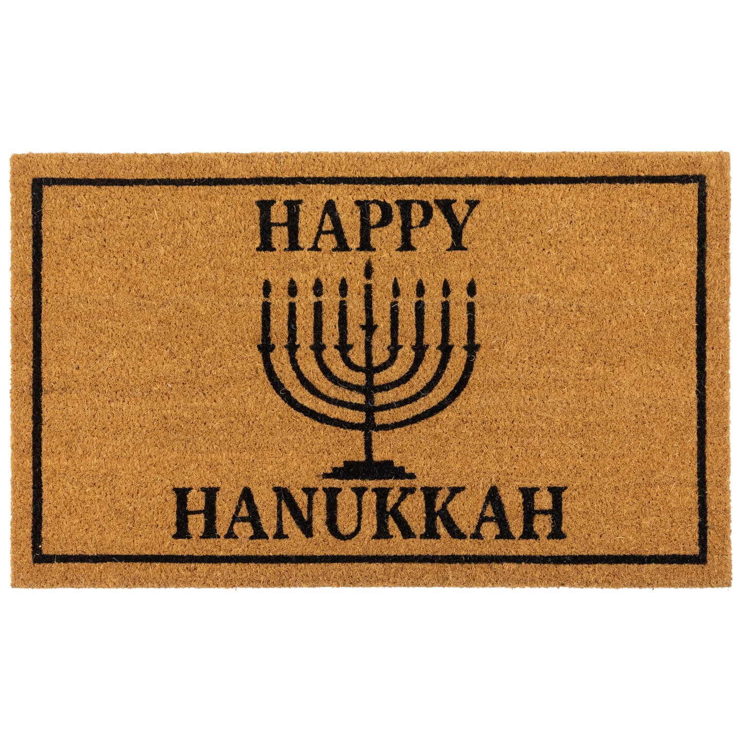 Northlight Natural Coir Happy Hanukkah Menorah Outdoor Doormat - 18&#x22; x 30&#x22;