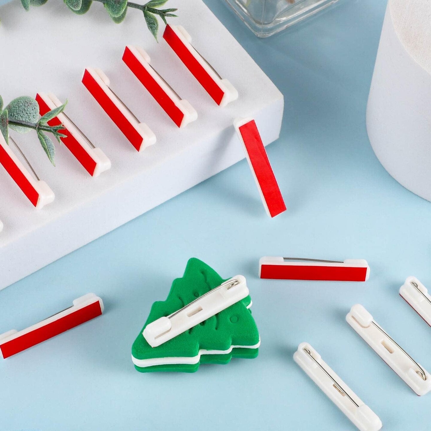 100 pcs Safety Bar Pins 1.46 inche Adhesive Name Tag Pins for ID Badges Large Safety Badge Pins Backs for Name Tag