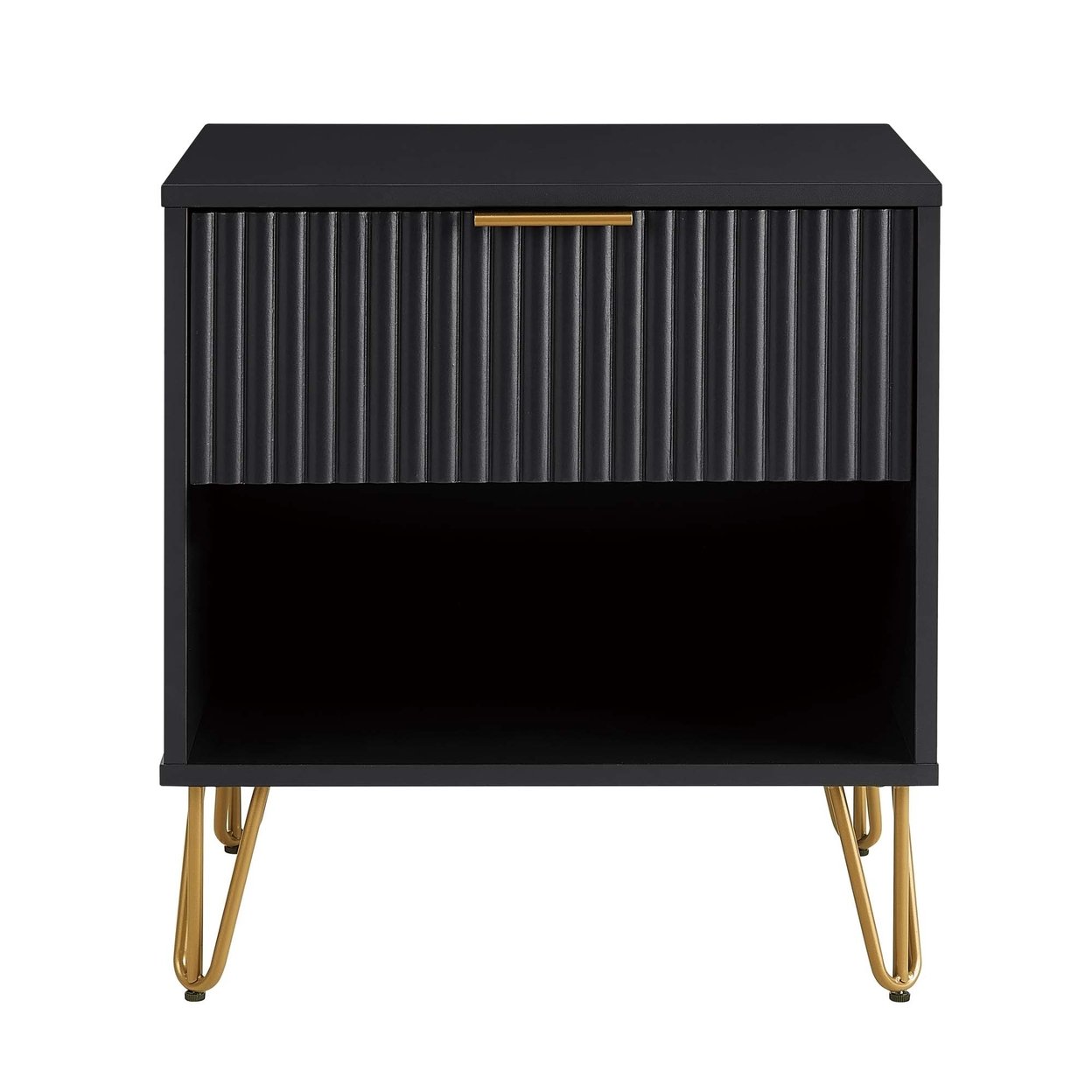 Manhattan Comfort DUMBO 1.0 Modern Nightstand with 1 Drawer and Metal Feet