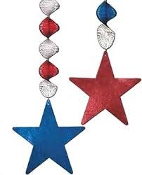 34 1/2&#x22; Patriotic Stars Hanging Swirls - 12 Pc.