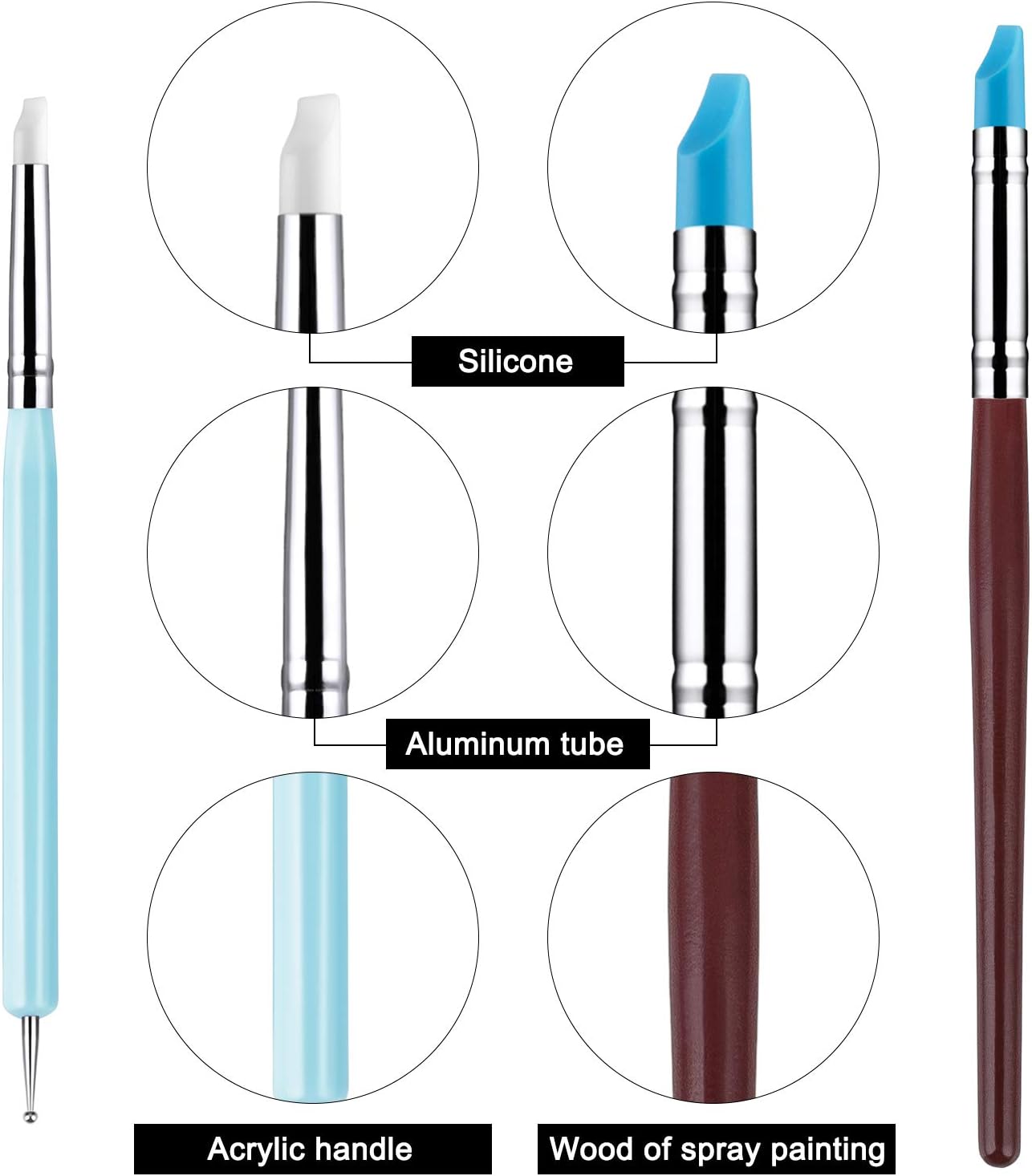 10Pcs Silicone Clay Sculpting Tool, Modeling Dotting Tool& Pottery Craft use for DIY Handicraft,Silicone Tool,Silicone Sculpting Tools