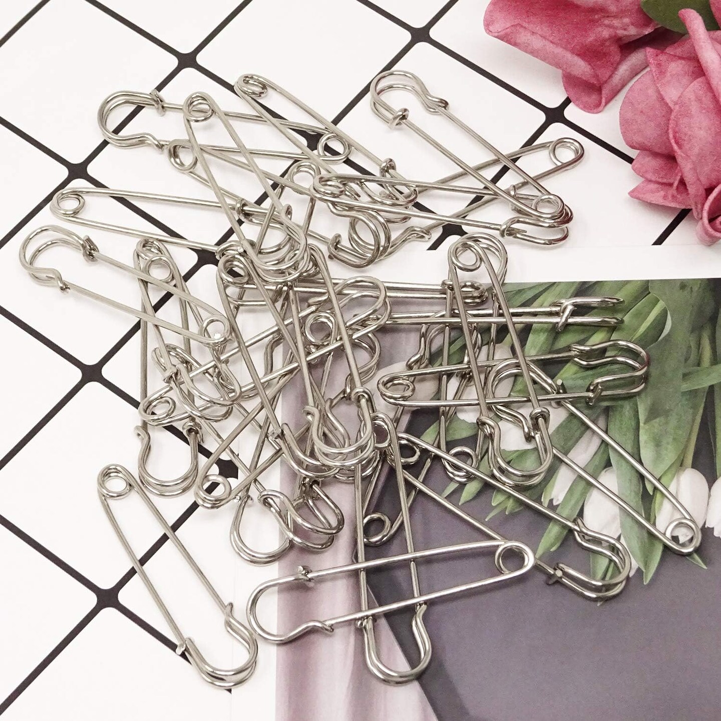30PCS 5cm/2Inch Brooches Heavy Duty Safety Pins for Blankets, Sweaters, Shawls, Kilts, Crafts (Silver)