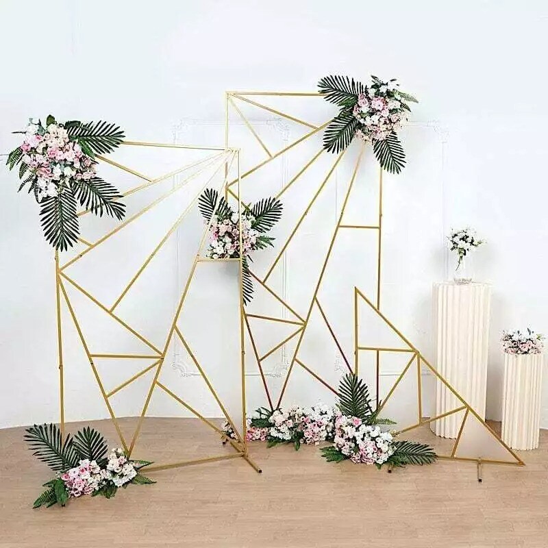 GOLD ft Rectangular Geometric Metal Arch Backdrop Stand