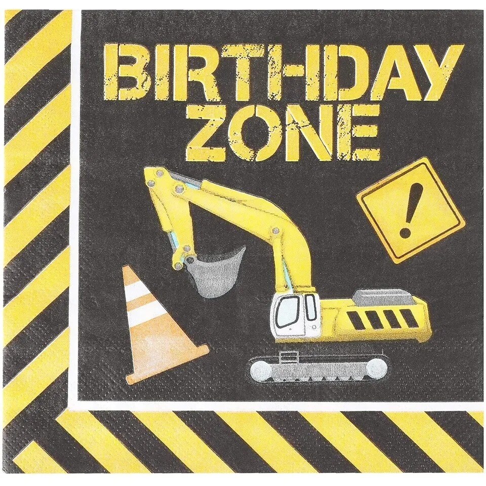 100 Pack Construction Theme Birthday Party Napkins