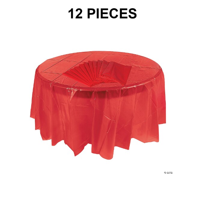 Bulk 12 Pc. Red Round Plastic Tablecloths