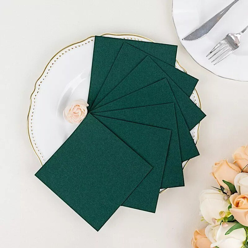 HUNTER GREEN 20 Square 10&#x22; x 10&#x22; Airlaid Paper Disposable Cocktail NAPKINS