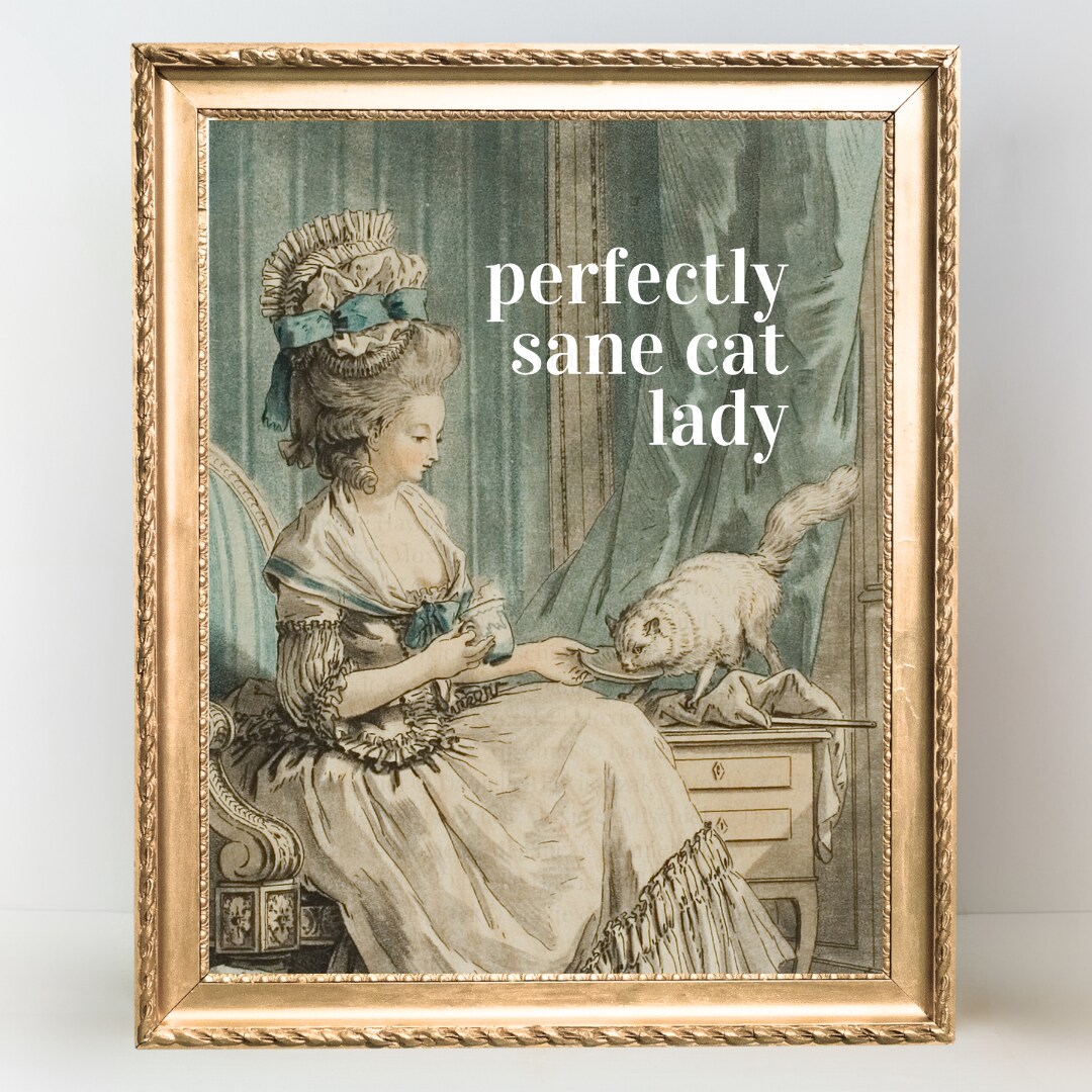 Perfectly Sane Cat Lady | Funny Vintage Collage Print