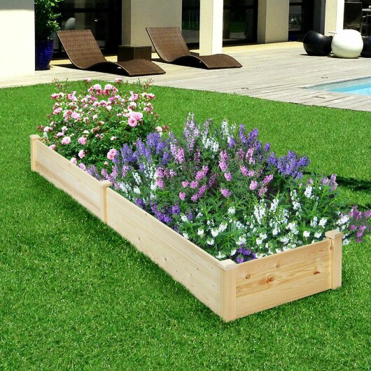 Raised Flowers Vegetables Garden Wooden Planter Box